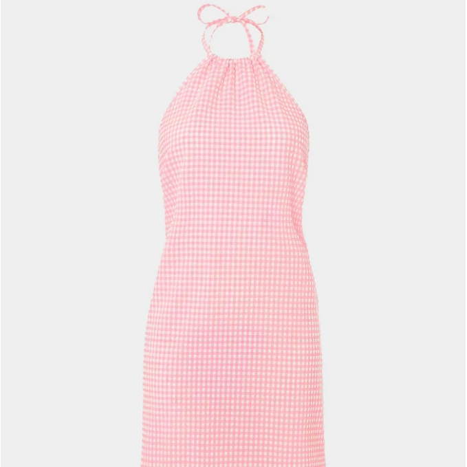 HUNZA G Gingham Seersucker Mini Dress
