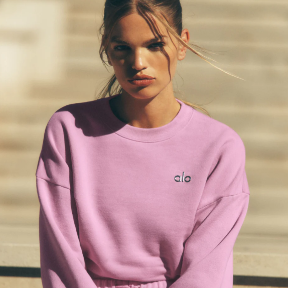 Alo Yoga: Accolade Crew Neck Pullover - Candy Heart Pink