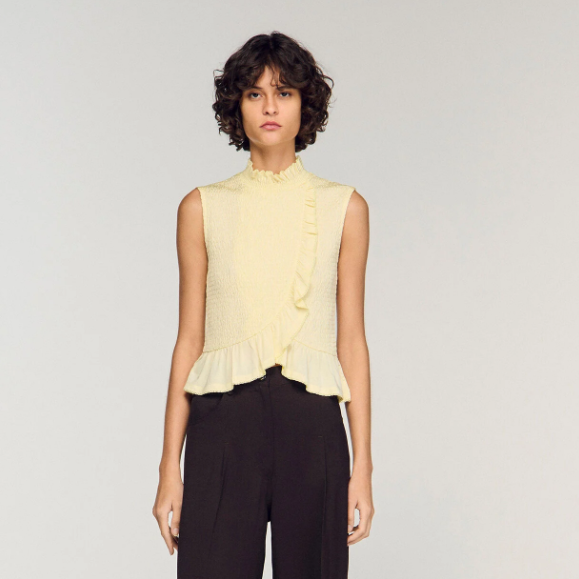 Sandro: Ruffled Smocked Top